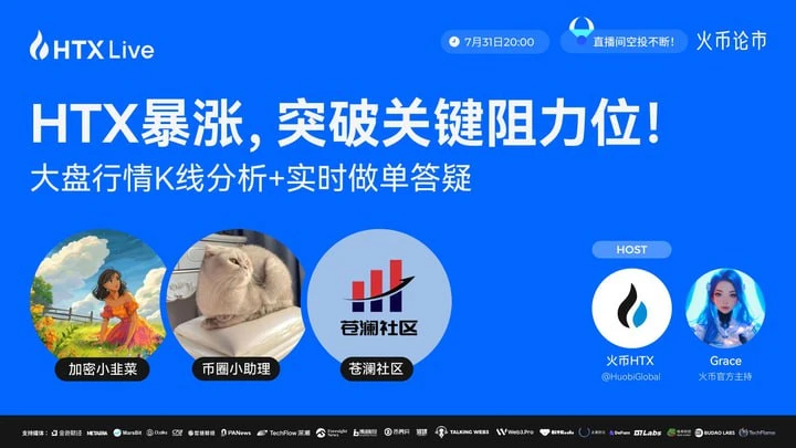 火币HTX今晚举办专题直播 解析HTX暴涨与市场行情