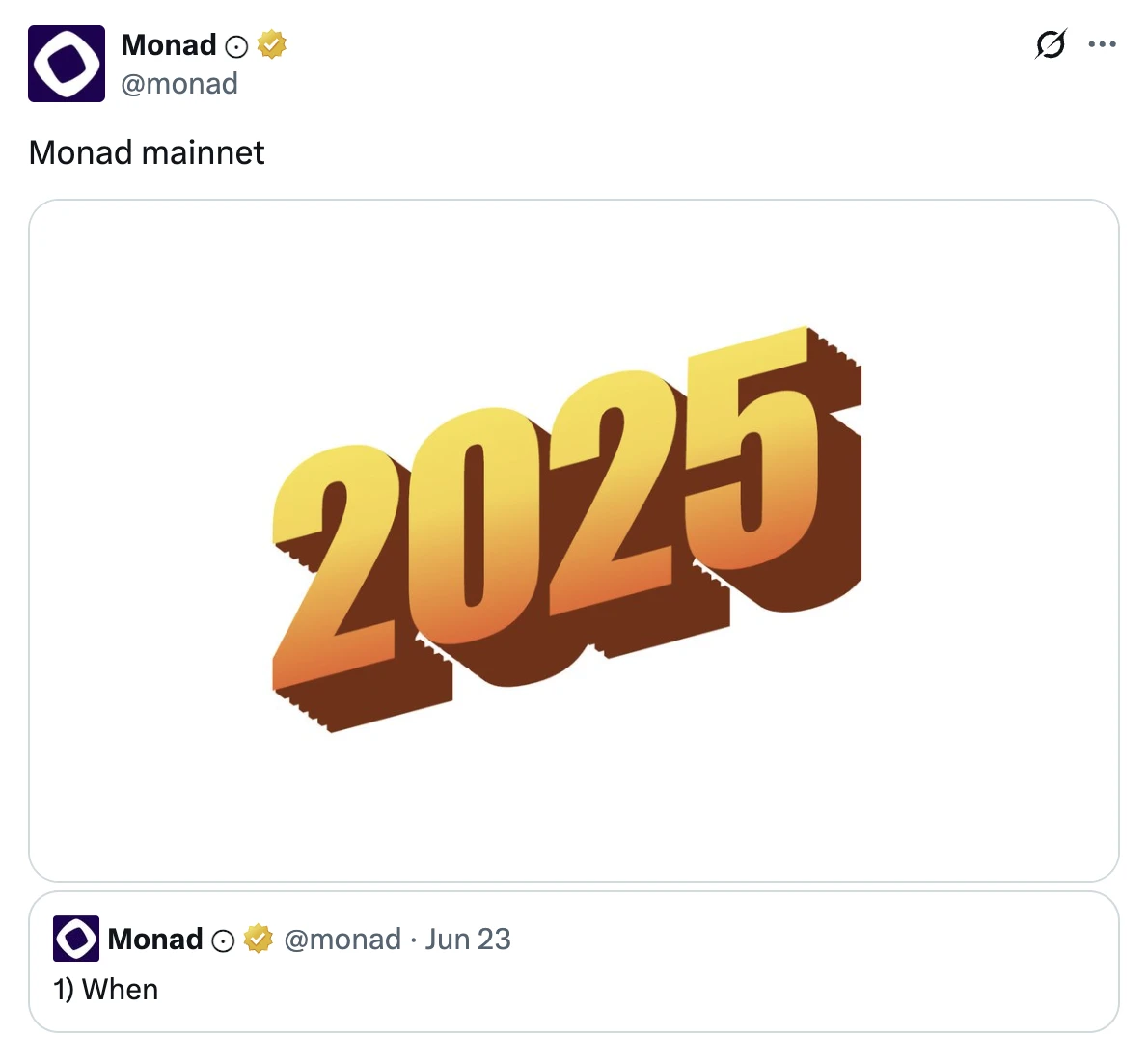 Monad暗示主网将于2025年上线