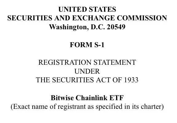 Bitwise正式提交Chainlink ETF注册申请