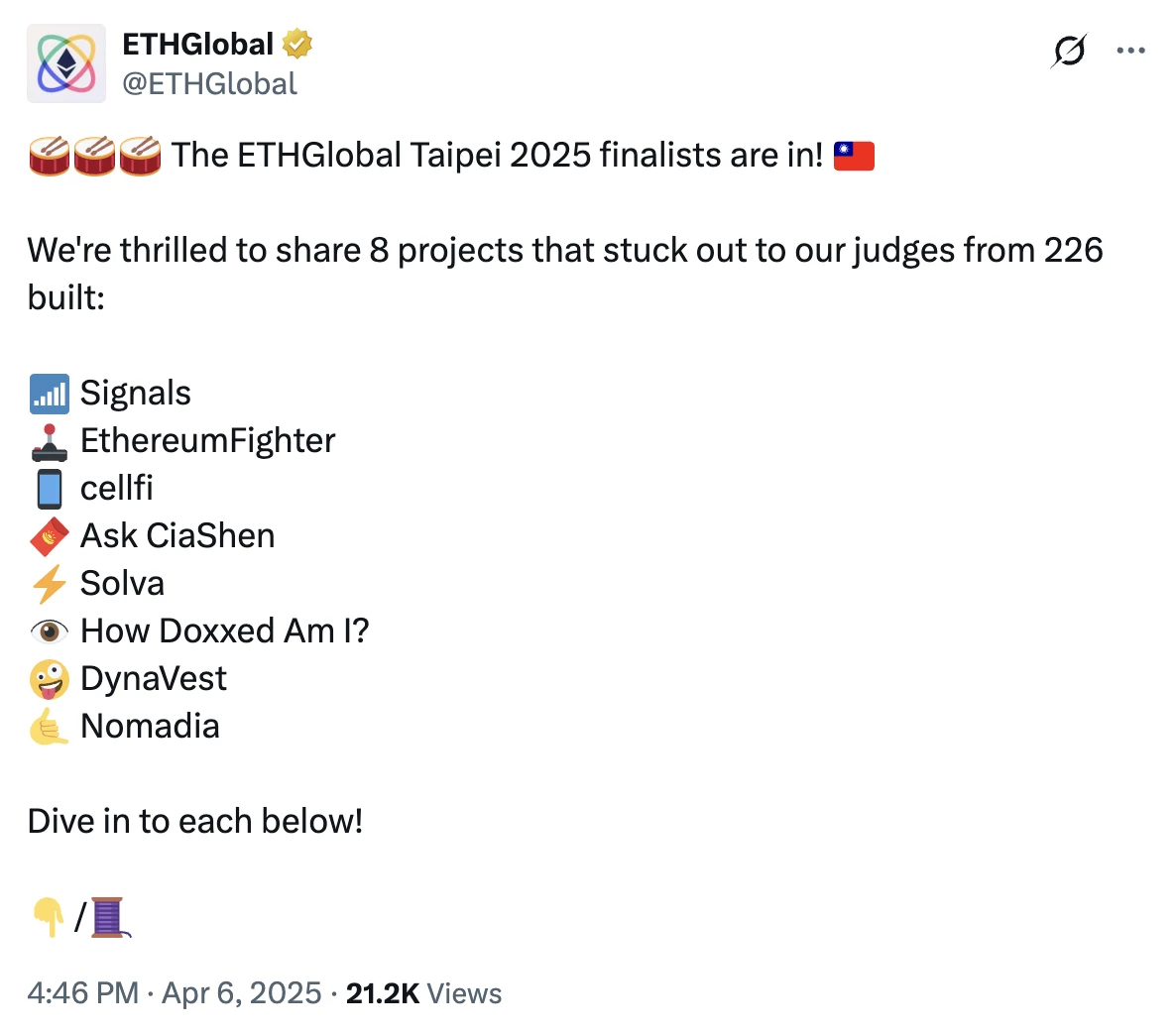 ETHGlobal Taipei 2025黑客松8大创新项目盘点