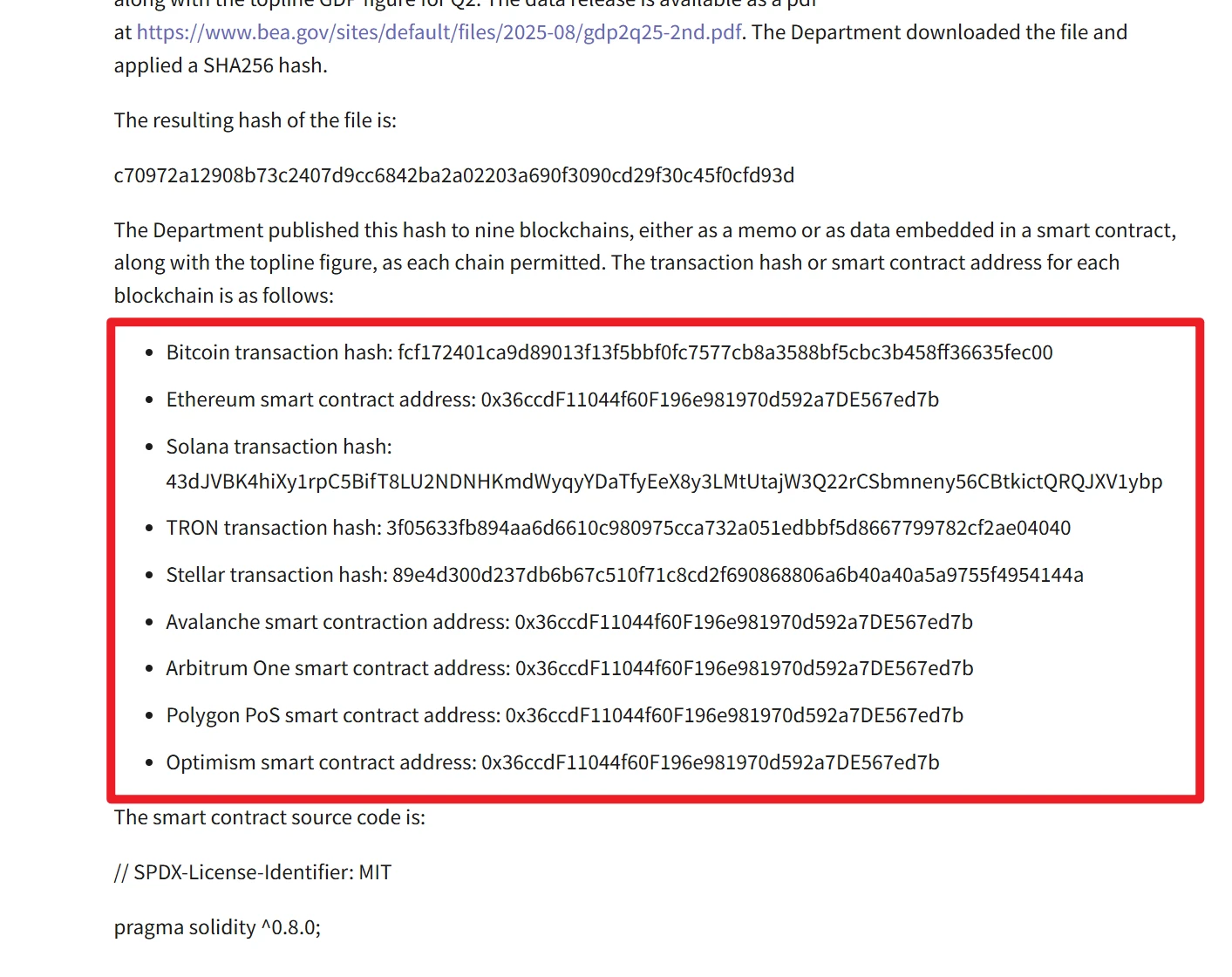 美国商务部与Chainlink公布GDP上链公链名单存在分歧